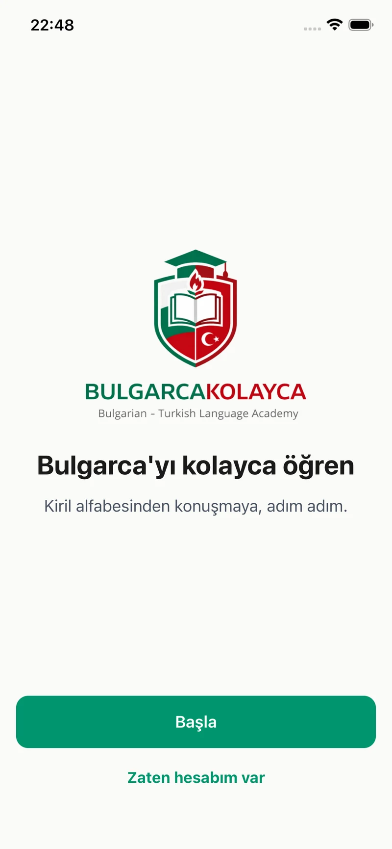 Bulgarca Kolayca karşılama ekranı